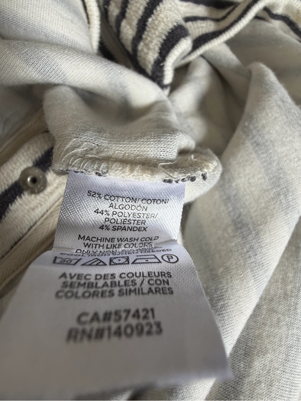 Lou & Grey | Striped Button Side Pullover | Gray Cream | M - Picture 9 of 9